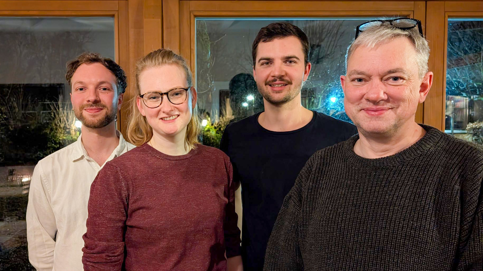 Die Kandidierenden von Volt M&uuml;nchen f&uuml;r den Bezirksausschuss 13. V.l.n.r: Leon D&ouml;nch, Inge Folkers, Kilian Hasselberger und David Greer.